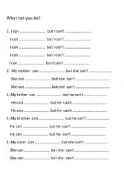 English Worksheet: what can you do?