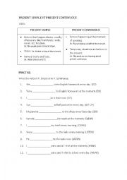English Worksheet: Present Simple vs Present Coninuous