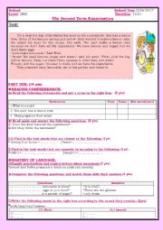 English Worksheet: second term examination 