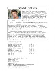 English Worksheet: Brad Pitt Biography