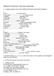 Present Continuous Practice Activities