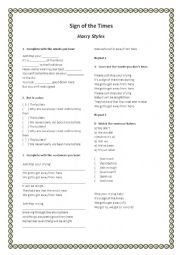 English Worksheet: Harry Styles - Sign of the Times