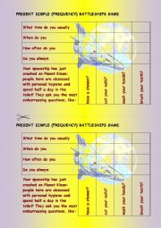 English Worksheet: battleships - present simple