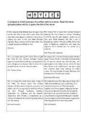 English Worksheet: Movie synopses