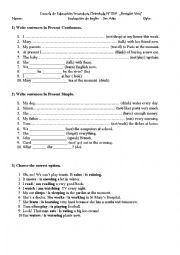 English Worksheet: Present simple and continuous