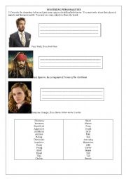 English Worksheet: Describing movies characters