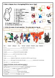 English Worksheet: Big Hero 6 part 2