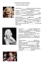 English Worksheet: Marilyn Monroe