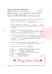 English Worksheet: Valentines day 