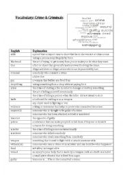 English Worksheet: Crime vocabulary