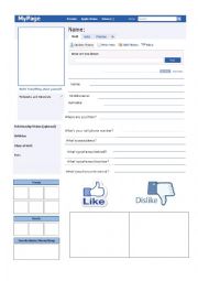 English Worksheet: FACEBOOK PROFILE personal information