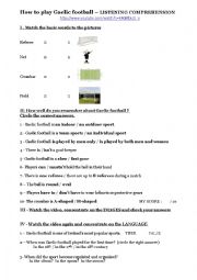 English Worksheet: Gaelic football rules