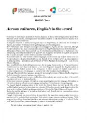 English Worksheet: Across Cultures, English is the word