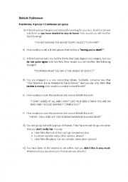 English Worksheet: British Politeness questionnaire