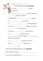 English Worksheet: Present Simple, Present Continous and Past Simple