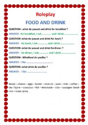 English Worksheet: ROLE PLAY (FOOD AND DRINK)