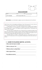 English Worksheet: reading comprehension