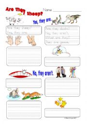 English Worksheet: Are they sheep? Plurals Worksheet.