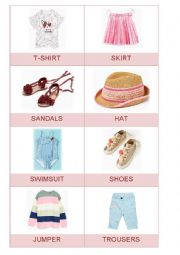 English Worksheet: CLOTHES FALSHCARDS