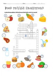 English Worksheet: Food Puzzle Crossword Worksheet