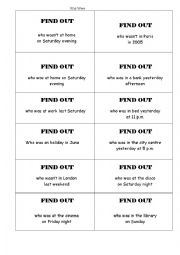 English Worksheet:  Was/ were speaking activity