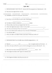 English Worksheet: new york and ellis island