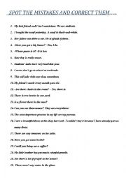 English Worksheet: SPOT THE MISTAKES AND CORRECT THEM