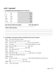 English Worksheet: LIKE ING