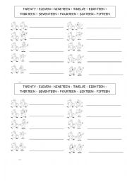 English Worksheet: NUMBERS 10-20