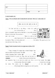 English Worksheet: 7 Test 3 2016-2017