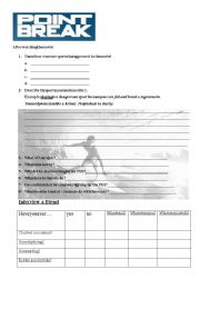 English Worksheet: extreme sports - Point Break movie