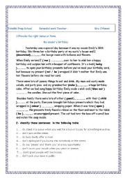 English Worksheet: Remedial work ( 8th form )