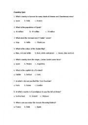 English Worksheet: International Quiz