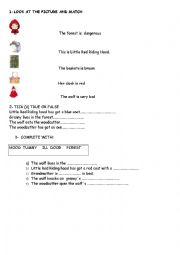 English Worksheet: Little red riding hood