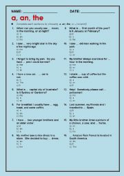 English Worksheet: article