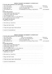 English Worksheet: simple present and present continuous