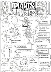 English Worksheet: plants vs zombies