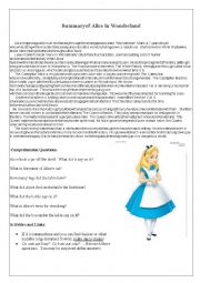 Alice in the Wonderland Summary and Text Comprehension