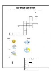 Weather Condition Crossword with pictures