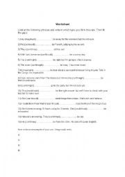 English Worksheet: modal verbs