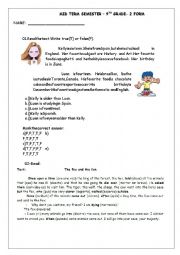 English Worksheet: Mid Term Semester - 9th 2 form