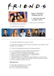 English Worksheet: Friends Worksheet-Thanks givinf day