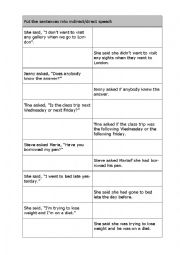 English Worksheet: Direct Indirect Speech