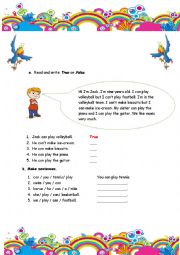 English Worksheet: can cant