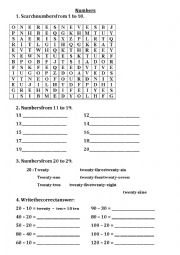 English Worksheet: Numbers from 1 to 100 