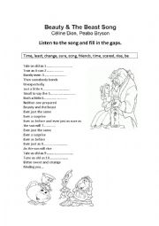 English Worksheet: Beauty and the Beast Song