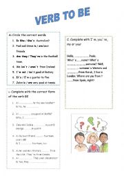 English Worksheet: verb to be