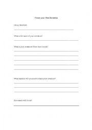 English Worksheet: Create your Own Invention