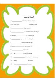 English Worksheet: Have or Has