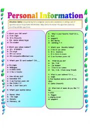 English Worksheet: Personal Information